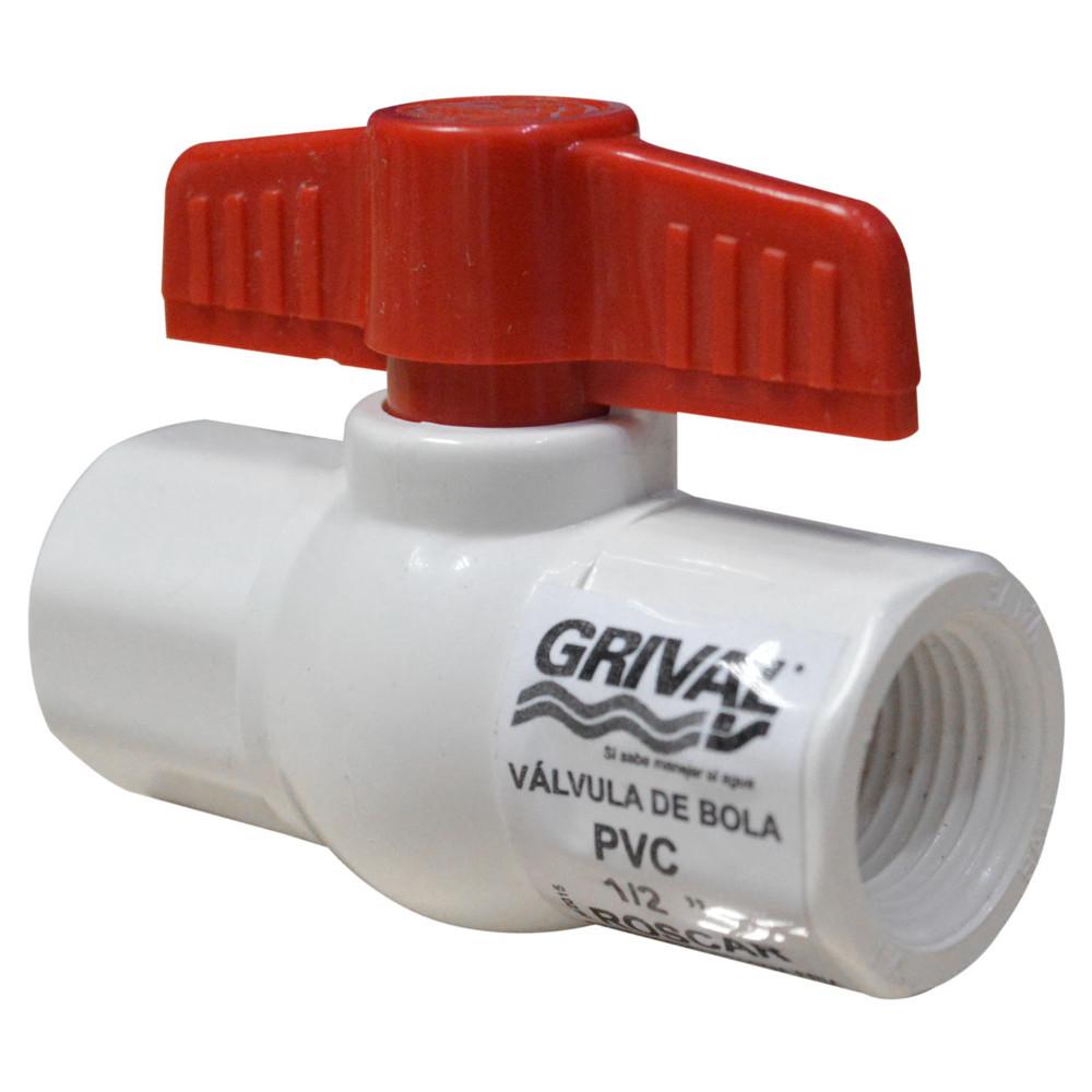 GRIVAL VALVULA BOLA PVC PESADA ROSCADA 1/2" PAQUETE X 6 UNIDAD