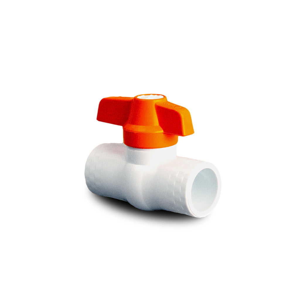 PCP VÁLVULA DE BOLA EN PVC ½” LISA NARANJA X UND