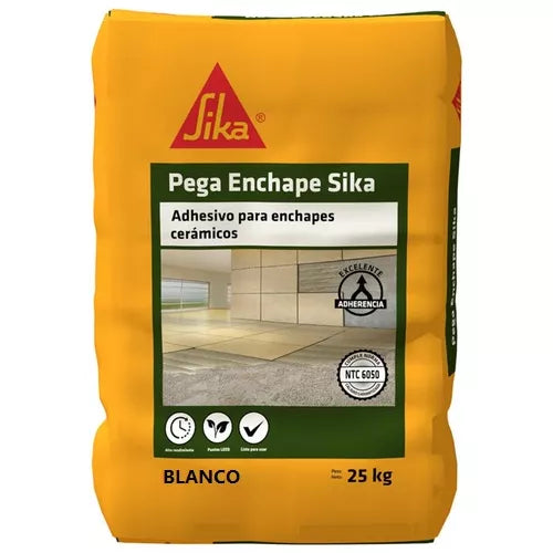 PEGA ENCHAPE SIKA BLANCO 25KG UND