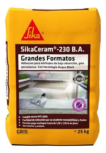 SIKACERAM 230 - B.A. Int y exteriores GRIS 25KG UND