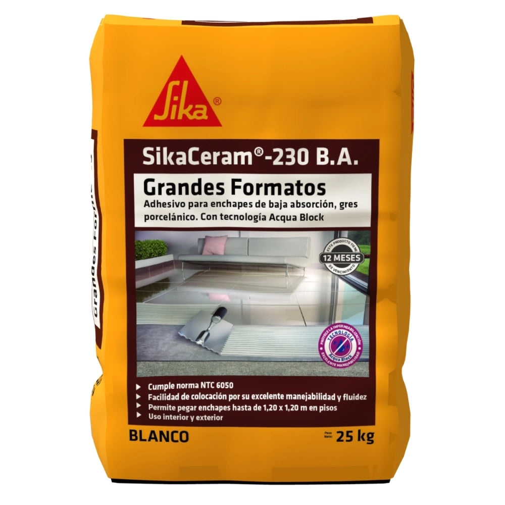 SIKACERAM 230 - B.A. Int y exteriores BLANCO 25KG UND
