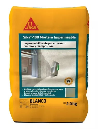 SIKA 100 MORTERO IMPERMEABLE BLANCO 2KG 10 UND