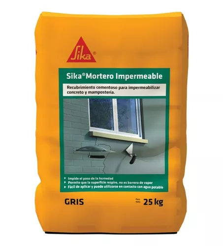 SIKA 100 MORTERO IMPERMEABLE GRIS 25KG UND