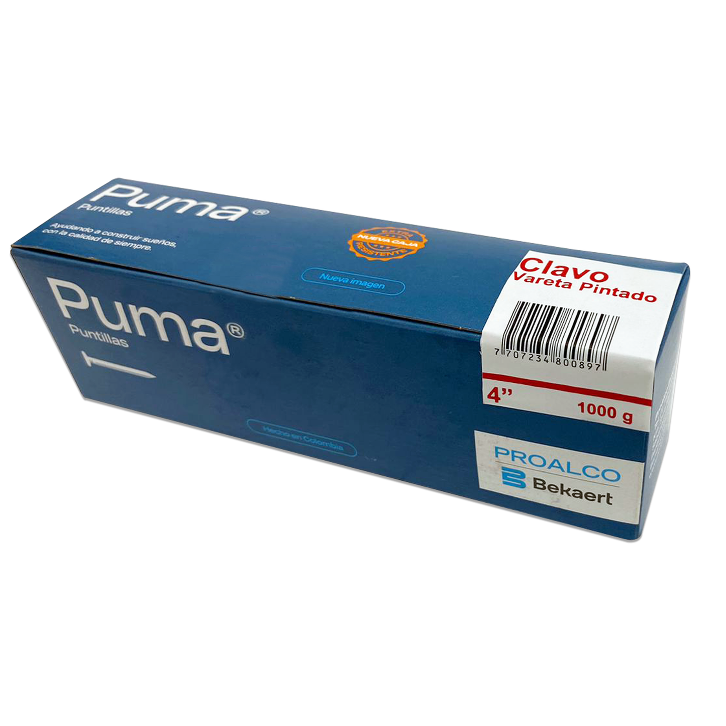 CLAVO VARETA PUMA® PINTADO 4" X 25KG. CAJETILLA 1.000 GR