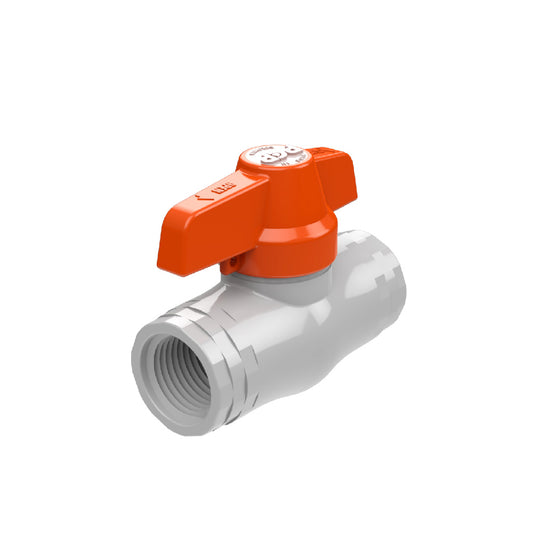 PCP VÁLVULA DE BOLA EN PVC  ½” ROSCA NARANJA X UND