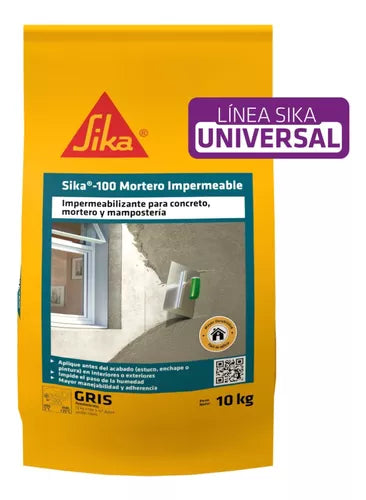 SIKA 100 MORTERO IMPERMEABLE GRIS Px3  10KG  3 UND