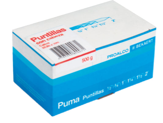 PUNTILLA PUMA® CON CABEZA 2 1/2"x 25 KG. 500 GR CAJA X50