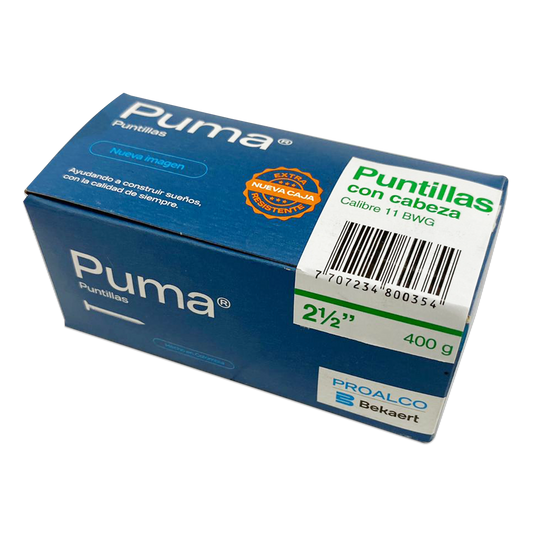 PUNTILLA PUMA® CON CABEZA 2 1/2"x 20 KG. CAJETILLA  400 GR