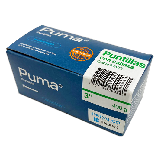 PUNTILLA PUMA® CON CABEZA 3"x 20 KG. 400 GR CAJA X50
