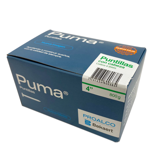 PUNTILLA PUMA® CON CABEZA 4"X 20KG. CAJETILLA 800GR
