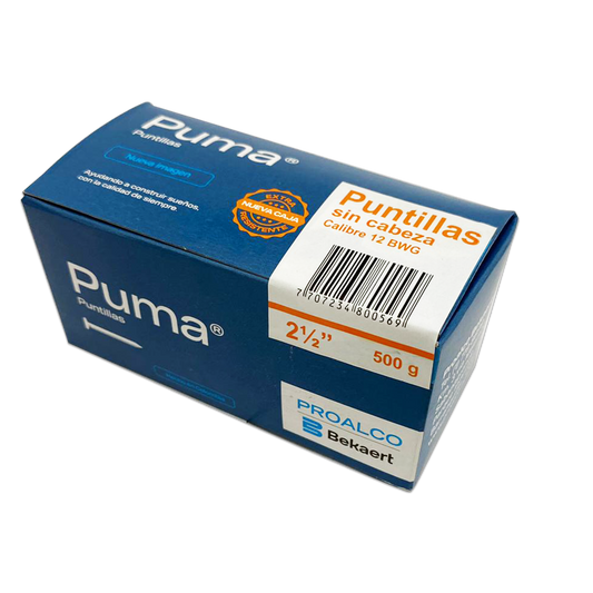 PUNTILLA PUMA® SIN CABEZA 2 1/2"x 25 KG. 500 GR CAJA X50